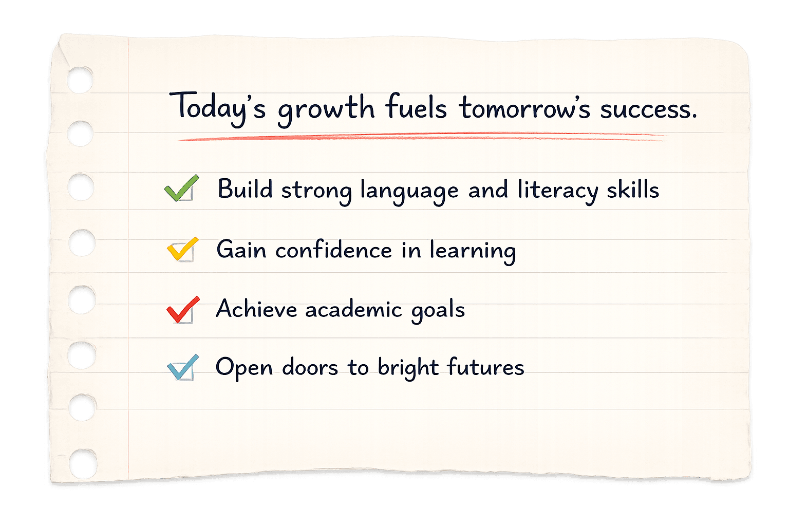 Notebook checklist: Today's growth fuels tomorrow's success.